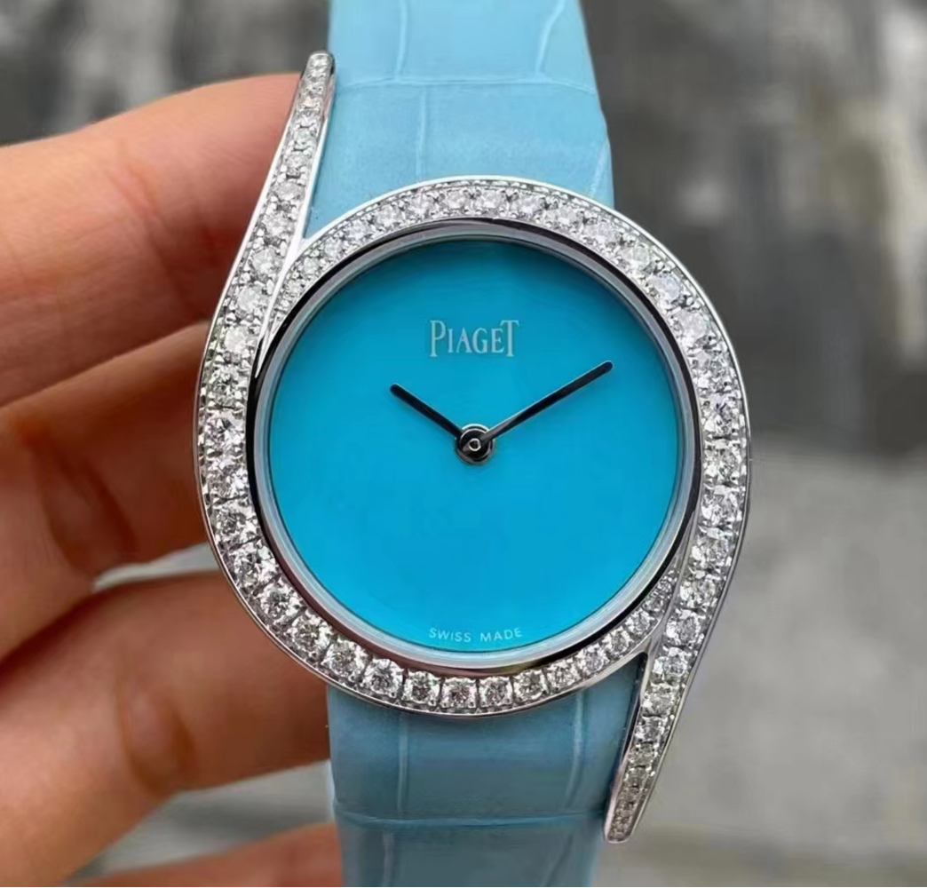 99新32mm伯爵18k白金G0A43161绿松石盘石英女表原钻真酷奢品