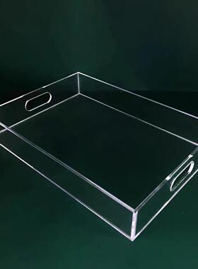 高透明亚克力托盘长方形水果餐茶盘化妆品收纳盒子抽屉橱柜储物盒
