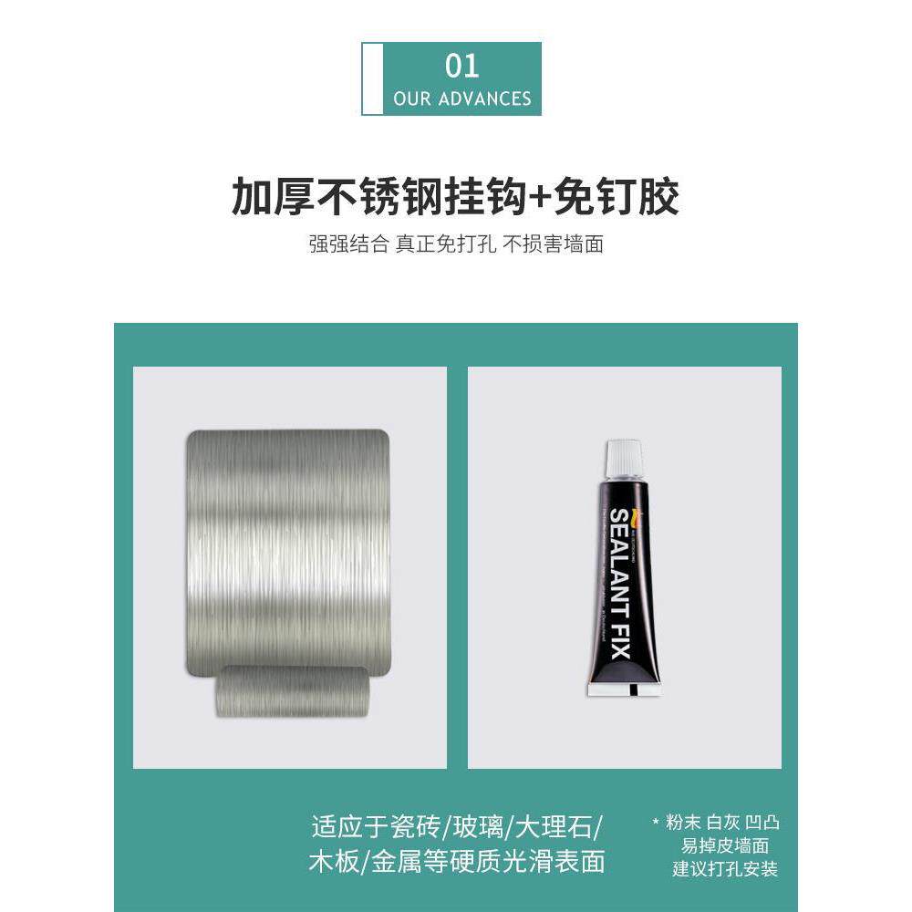 免打孔卫生间置物架浴室镜柜洗漱台墙上壁柜厕所收纳壁挂墙式带镜