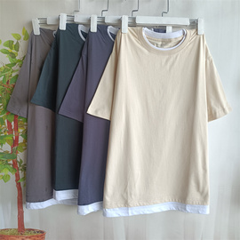 日本订单23夏季纯棉素色直筒款，圆领短袖t恤衫男t胸围108-120cm