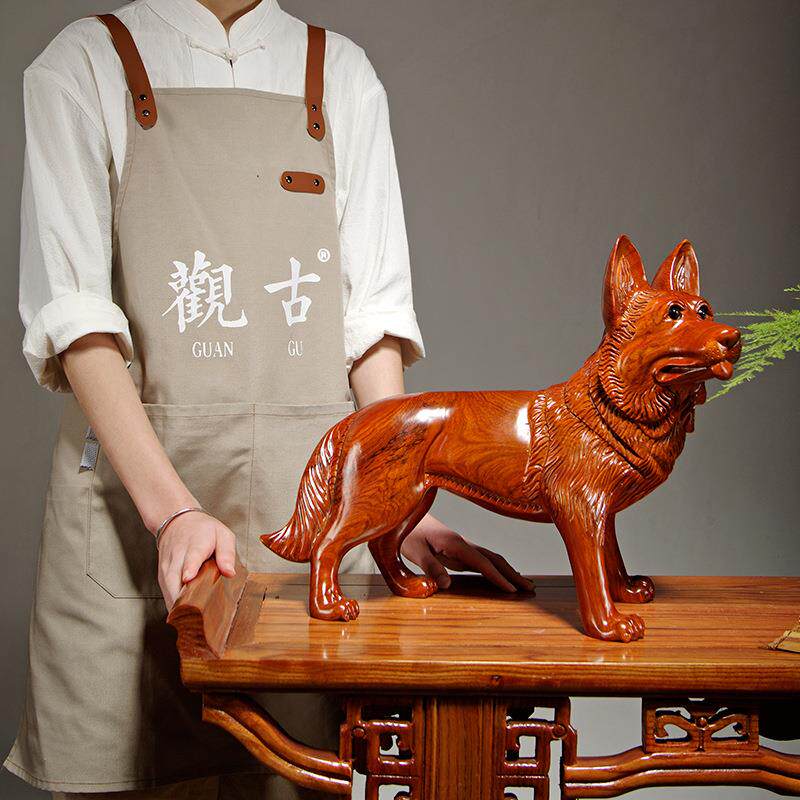 花梨木雕刻狼狗十二生肖狗工艺品摆件家居客厅电视柜店铺装饰摆设