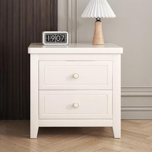 Bw1美式床头柜实木白色迷你儿童男女生房间家用卧室抽屉储物床边