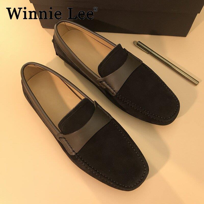 Winnie Lee春秋新款透气高端豆豆鞋男款2025新款时尚休闲鞋潮流个