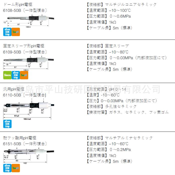 HORIBA堀场6108-50BpH探头/圆顶型pH电极