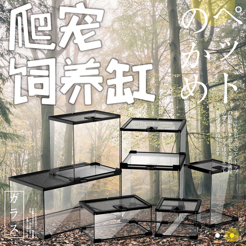 爬宠箱玻璃饲养箱套装爬虫缸雨林守宫角蛙蜘蛛甲虫变色龙生态缸