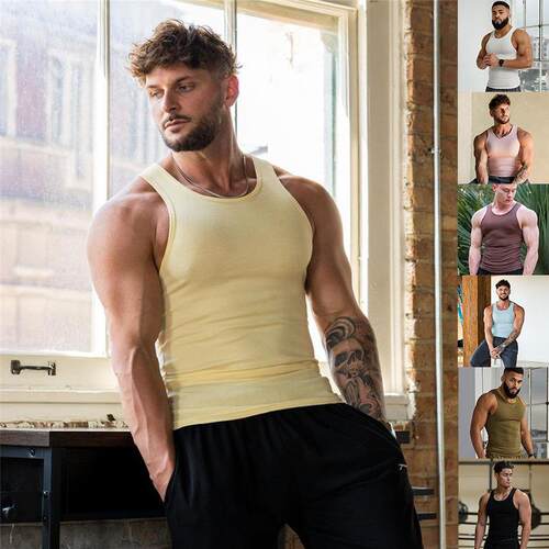 Knitted Ice Silk Fitness Men's Tank Top Men's I-shaped