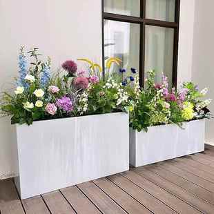 仿真花箱绣球绣球花w狗尾草玫瑰混观搭花景假花箱搭配室内隔断