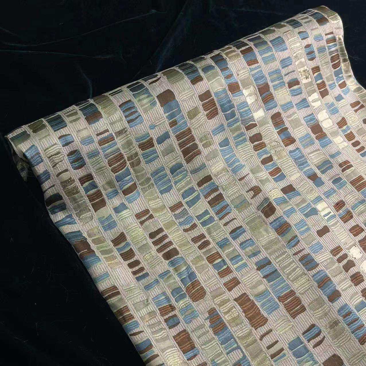 源头厂家高档千鸟格窗帘高精密提花外贸抱枕面料美式复古轻奢桌布