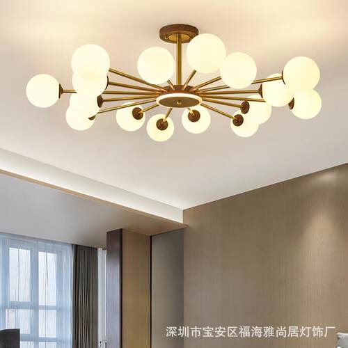 新中式吊灯客厅灯胡桃木纹复古简约现代大气中古风书房卧室餐厅灯