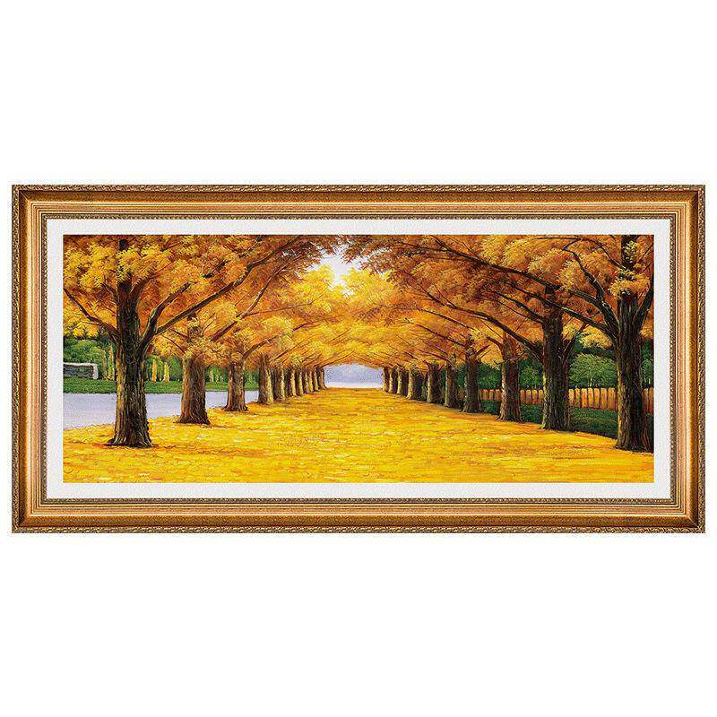 客厅装饰画沙发背景墙装饰挂画满地黄金大道风水发财树油画寓意好