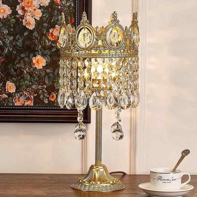 正品欧式奢水晶台灯客厅简约大气宫卧室床头柜轻温馨地法式皇冠落,家装灯饰光源,装饰台灯,淘宝优惠券,粉丝福利购,淘宝优惠卷