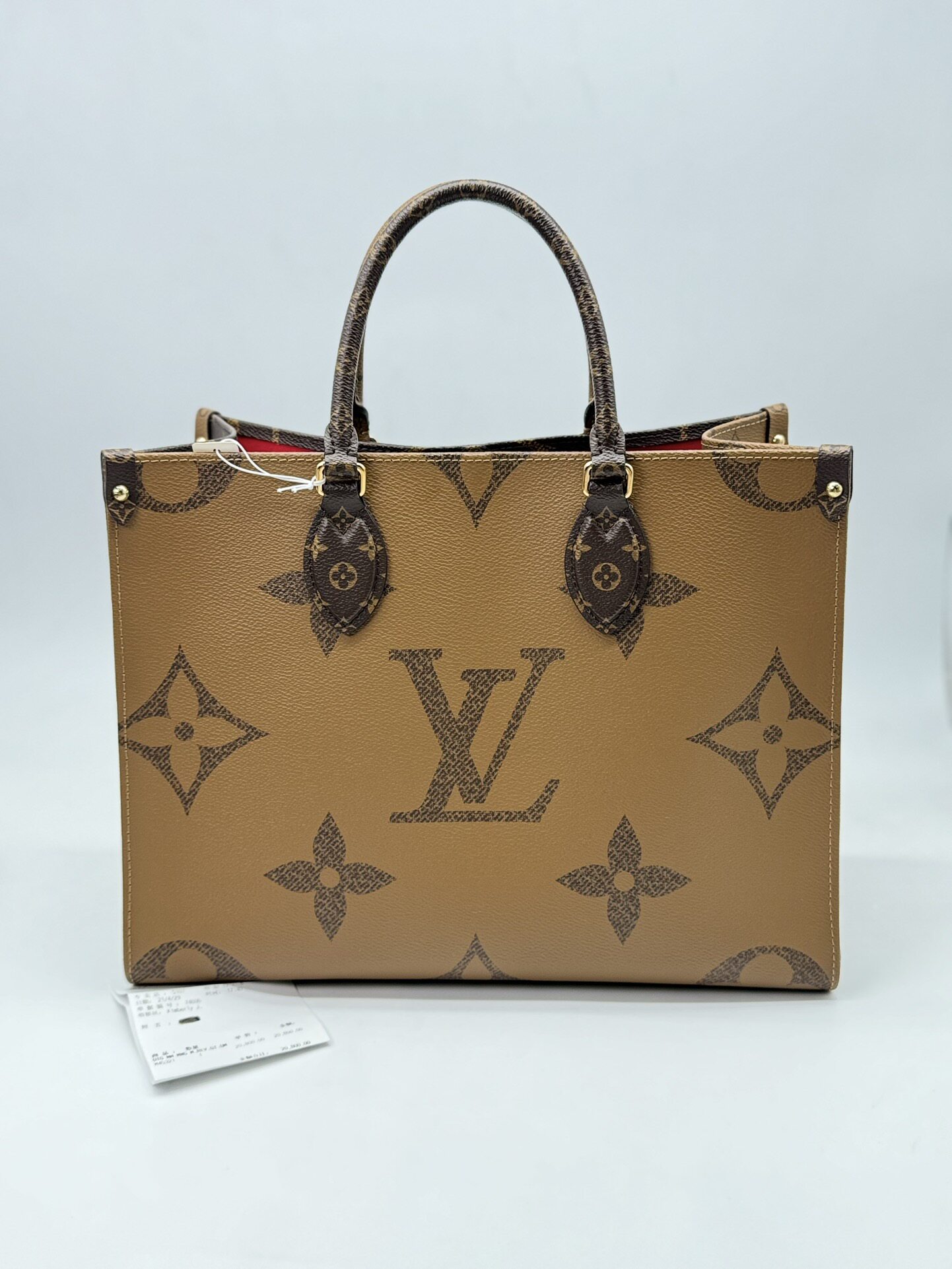 【95新】LV路易威登老花帆布ONTHEGO中号手袋 女士包托特包M45321