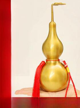 开口铜葫芦摆件黄铜福禄开盖八卦铜葫芦挂件客厅装饰品办公室家居