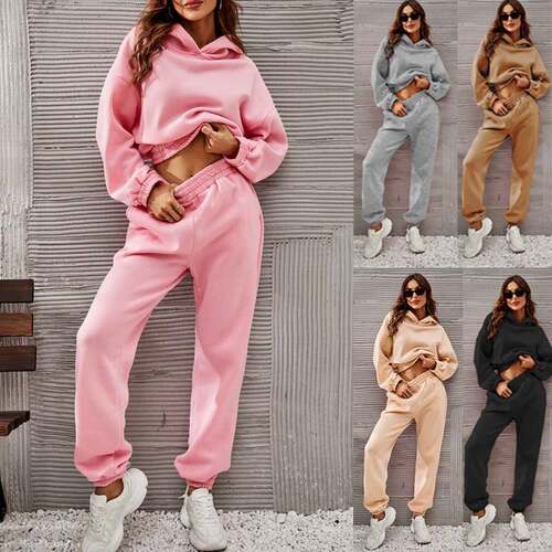 2pcs set Pants Clothes tracksuit sweatpants For Women hoodie