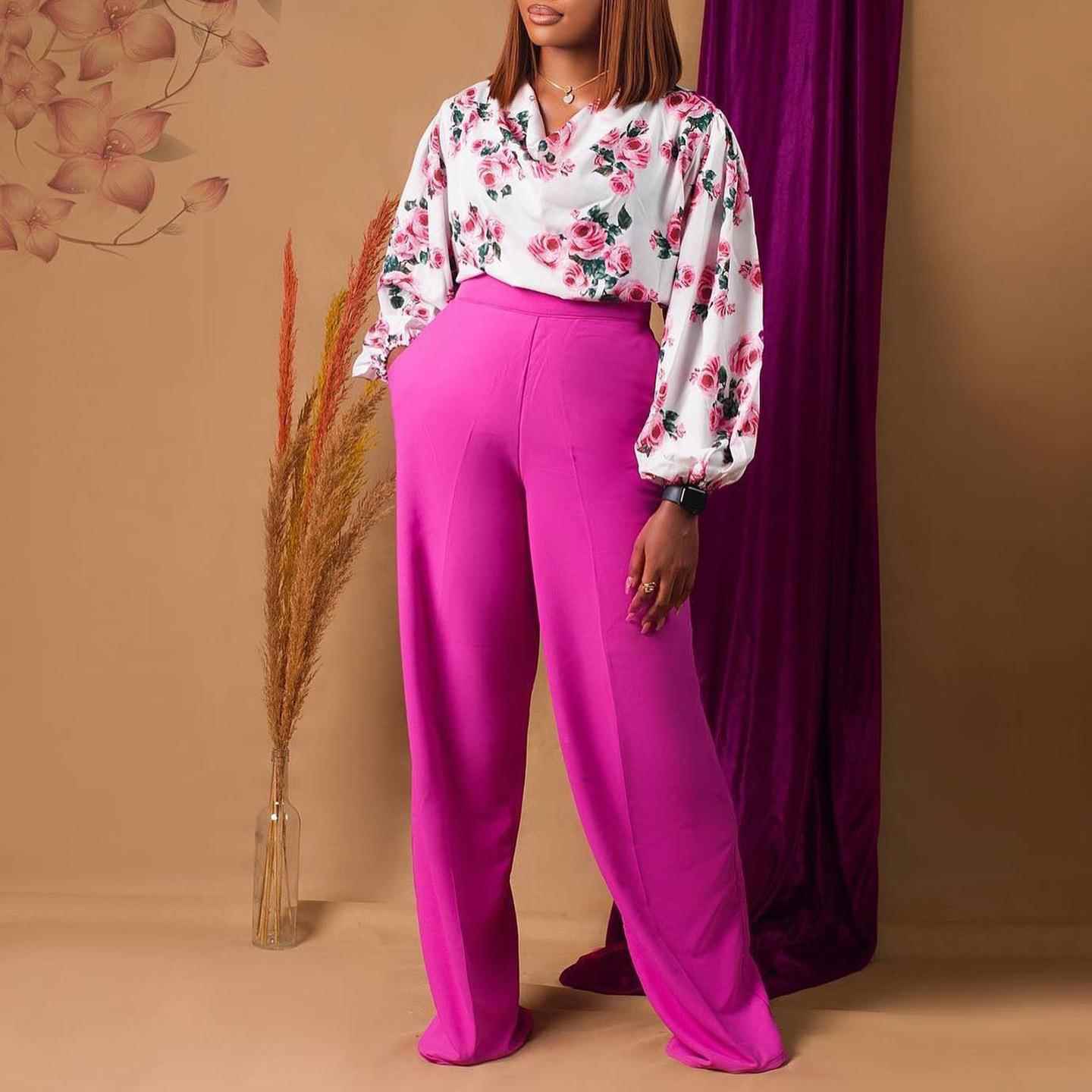 top size piece womens tie leg two fashion Plus wide pants
