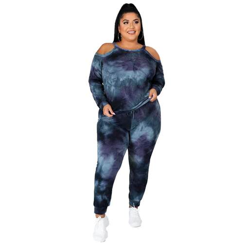 Off shoulder plus size fat woman dark sports women's suit