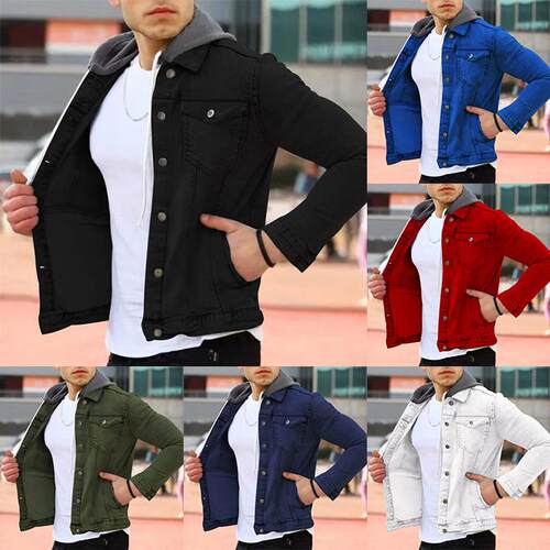 Men's hooded jacket with multiple pockets and light panel