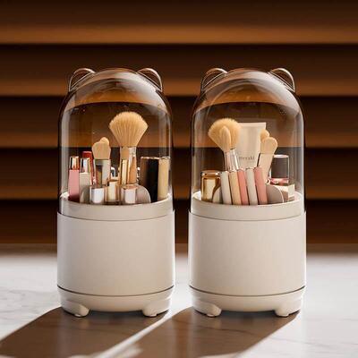Rotate makeup brush organizer.Desktop storage box Multifunct