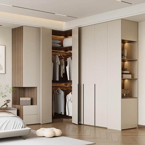 ENF实木转角衣柜家用卧室定制L型衣帽间组合一门到顶主卧拐角衣橱