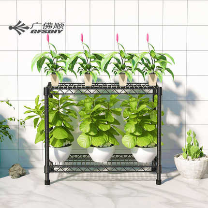 新款多肉花架落地2层盆栽置物架架子月季不锈钢绿萝兰花专用可调