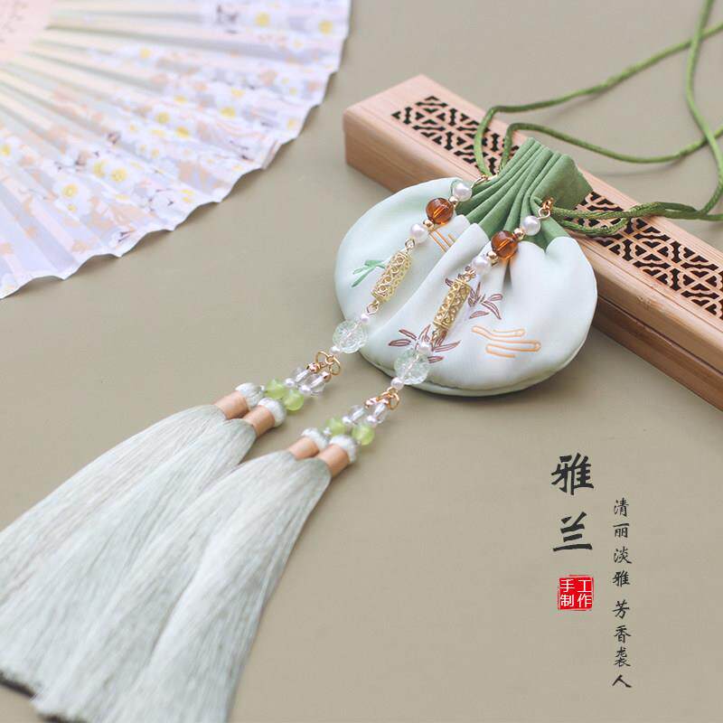 端午古风随身腰佩汉服中秋香囊桂花空荷包袋手工流苏古法香空包女