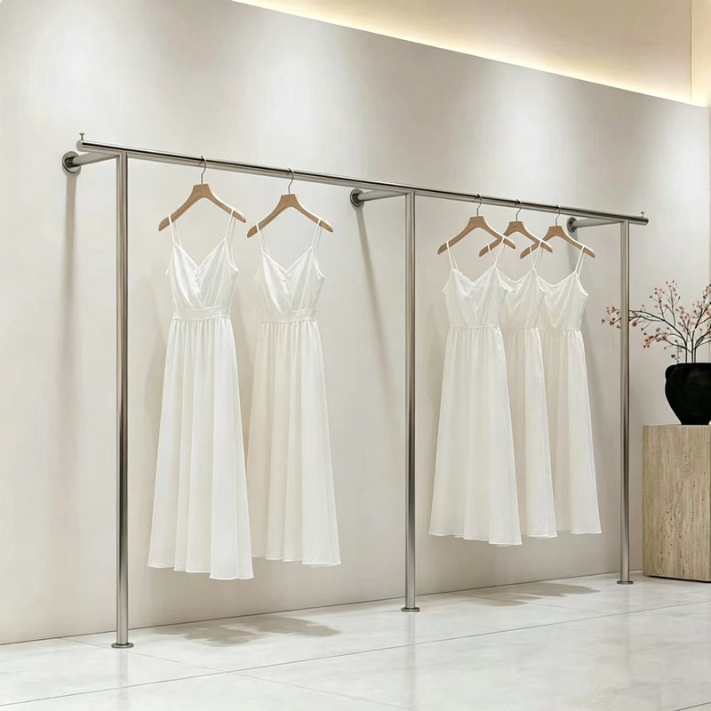 简约服装店展示架上墙壁挂式女装店铺童装挂衣架不锈钢落地陈列架