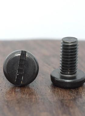 黑色304不锈钢一字盘头螺丝开槽半圆头机镀黑螺钉GB67M1.6M2M3M4