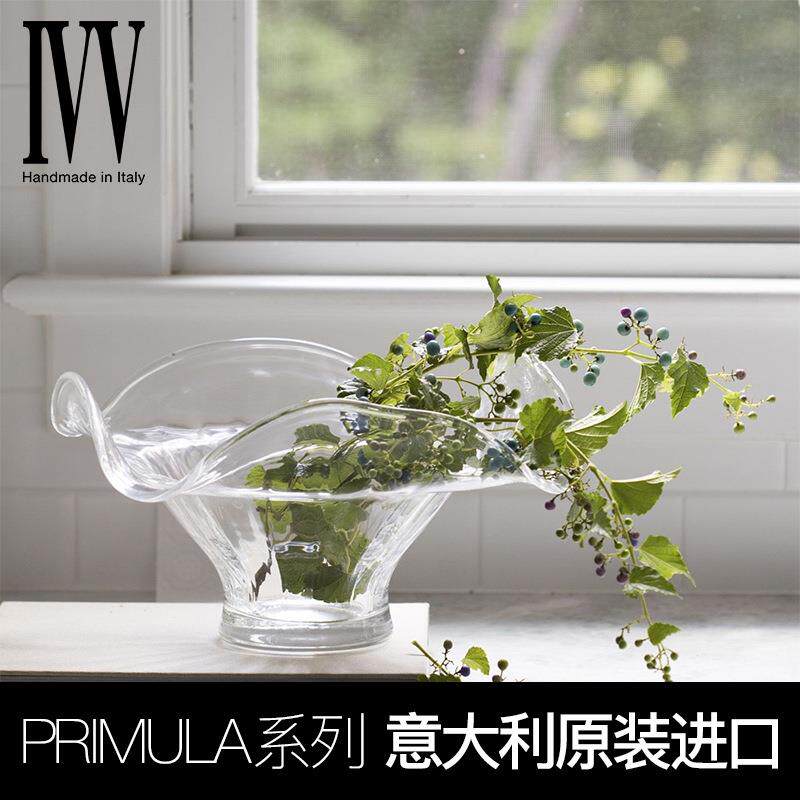 意大利ivv水晶花瓶家用客厅玄关摆件创意大号玫瑰百合花器插花