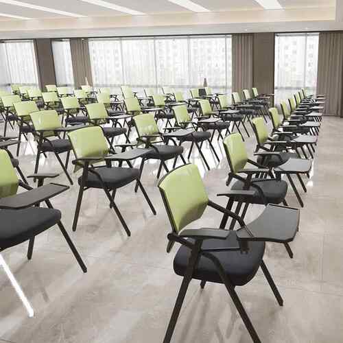 叠训带写字板座椅D139培训网布办公可折叠折会议培坐椅教室带轮椅