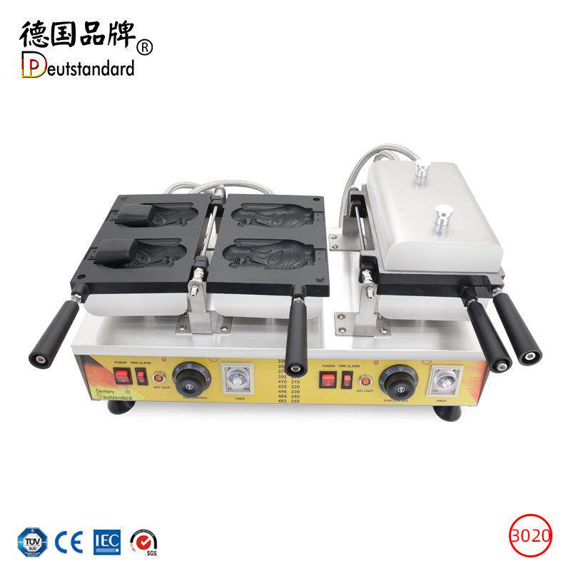 商用烤饼机开口冰淇淋华夫饼机双面加热可翻转电饼档双板华夫炉