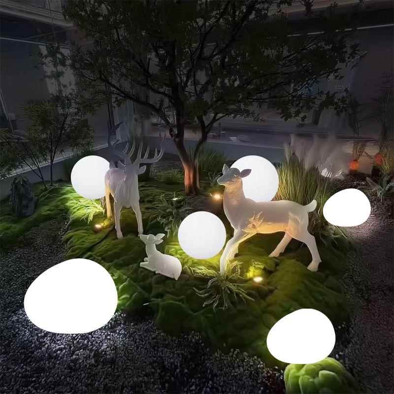 仿真鹅卵石灯太阳能庭院灯接电款别墅院子地灯户外草坪灯发光石头