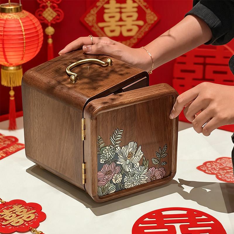 新款黑胡桃木首饰盒项链手饰品多层收纳盒高档精致珠宝盒大容量