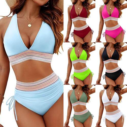 Swimsuit women's split bikini, high waist slimming, lace