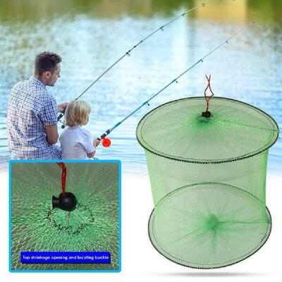 Foldable Nylon Fish Net 2-Layer Portable Crawdad Crab Trap