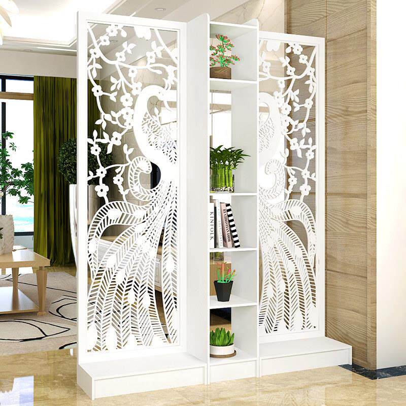屏风隔断客厅玄关柜现代时尚移动门厅装饰柜镂空雕花橱窗背景包邮