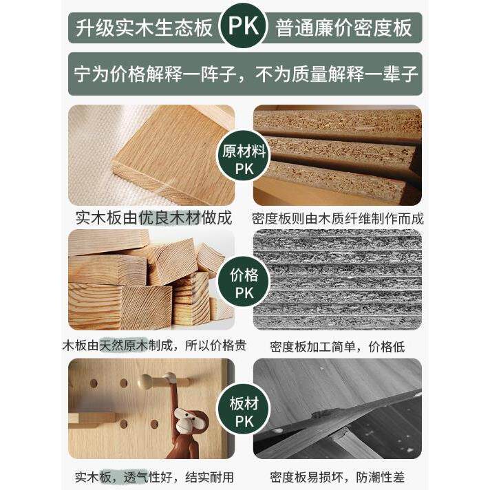 洞洞板实木墙上置物架挂墙书架桌面挂板墙面隔板收纳架展示架