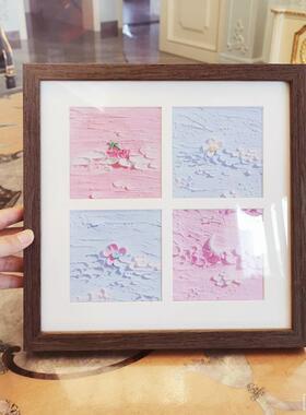 A6L画框实木油画棒格子相框16宫格迷你小画组合胡桃木简约白