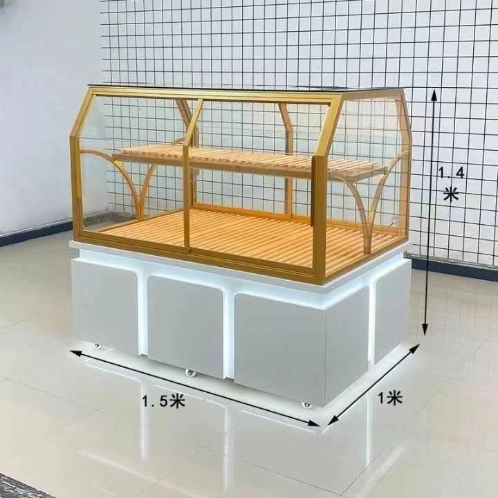 新款面包柜面包展示柜玻璃展柜货架蛋糕店柜台商用实木中岛柜边柜