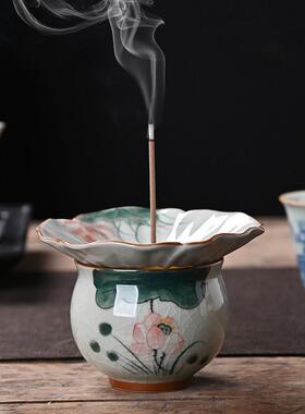 线香香插香座底座香炉托盘家用室内檀香薰香炉陶瓷香薰炉茶道摆件