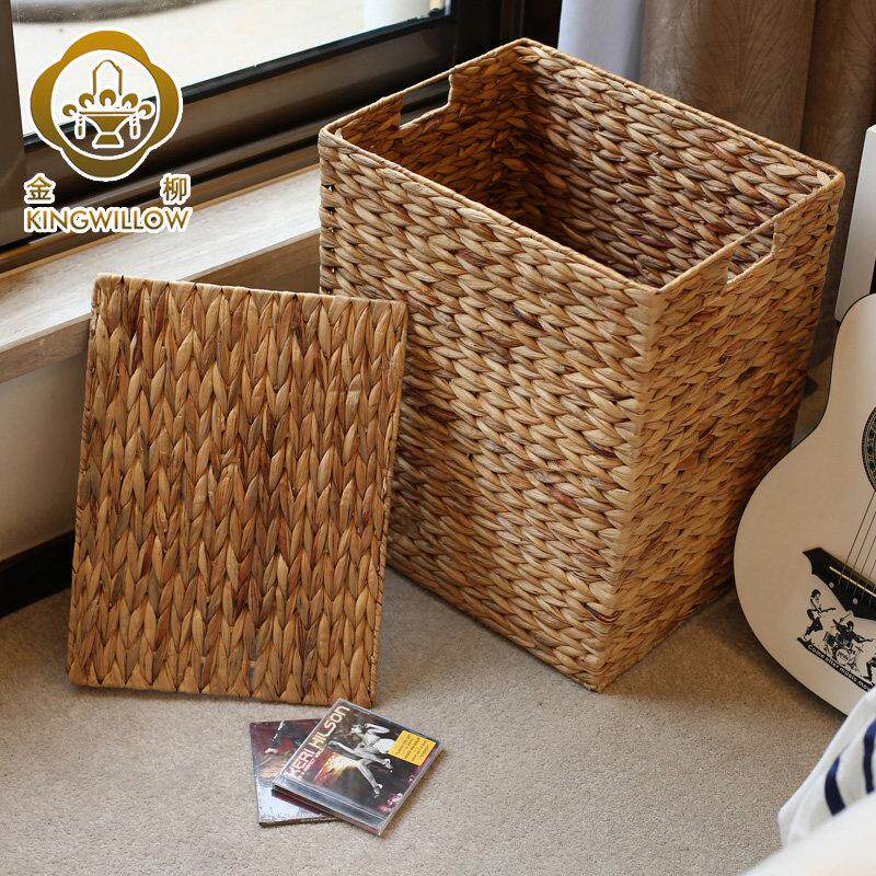 金柳草编收纳筐脏衣服收纳篮 洗衣篮子藤编收纳箱收纳筐带盖子筐