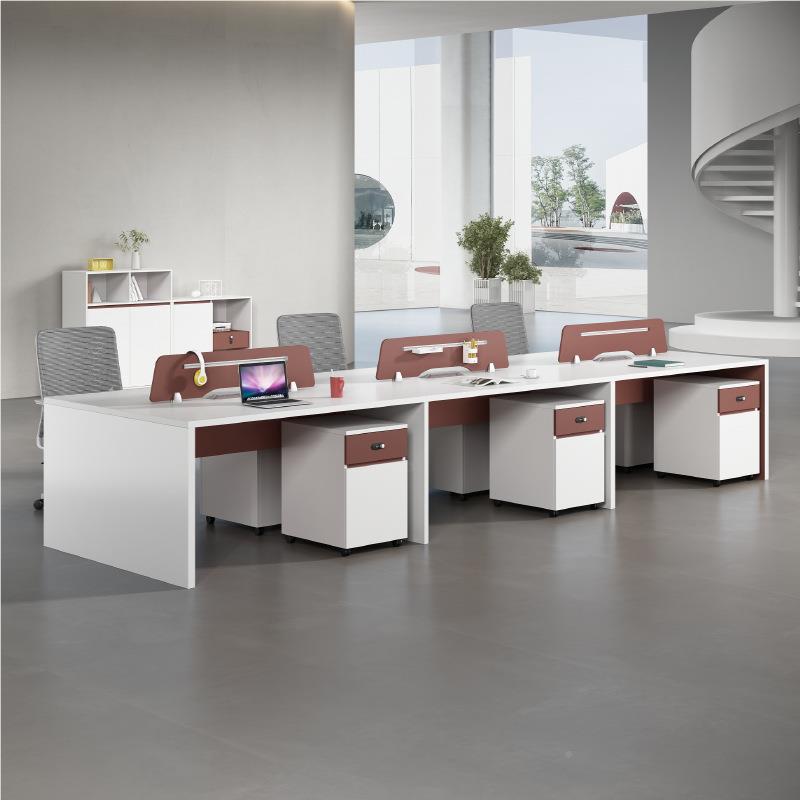 员办公桌4人位工六人员位桌子简约桌椅组合屏风职座电卡脑财务桌