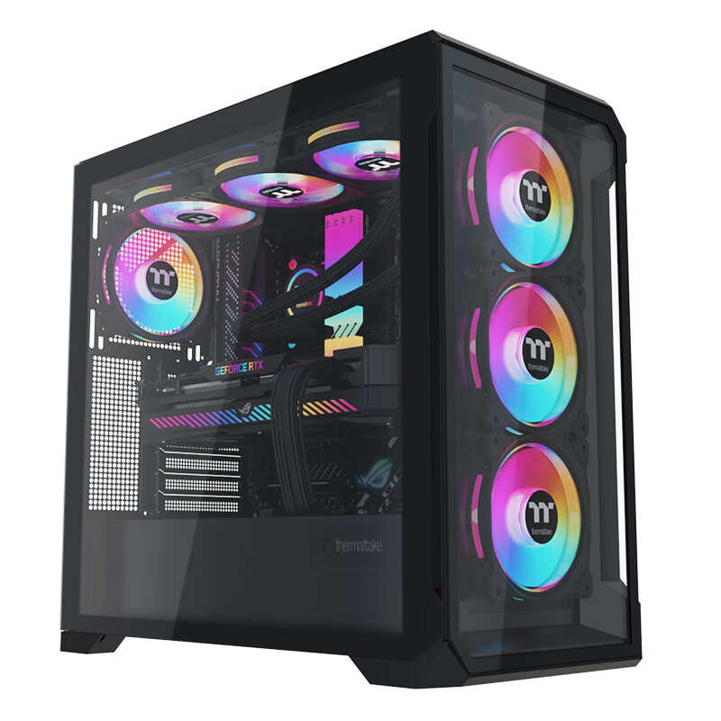 全景台式机竞 游戏电水冷壳钢化玻璃pc透跨境 tt机箱侧电脑主机