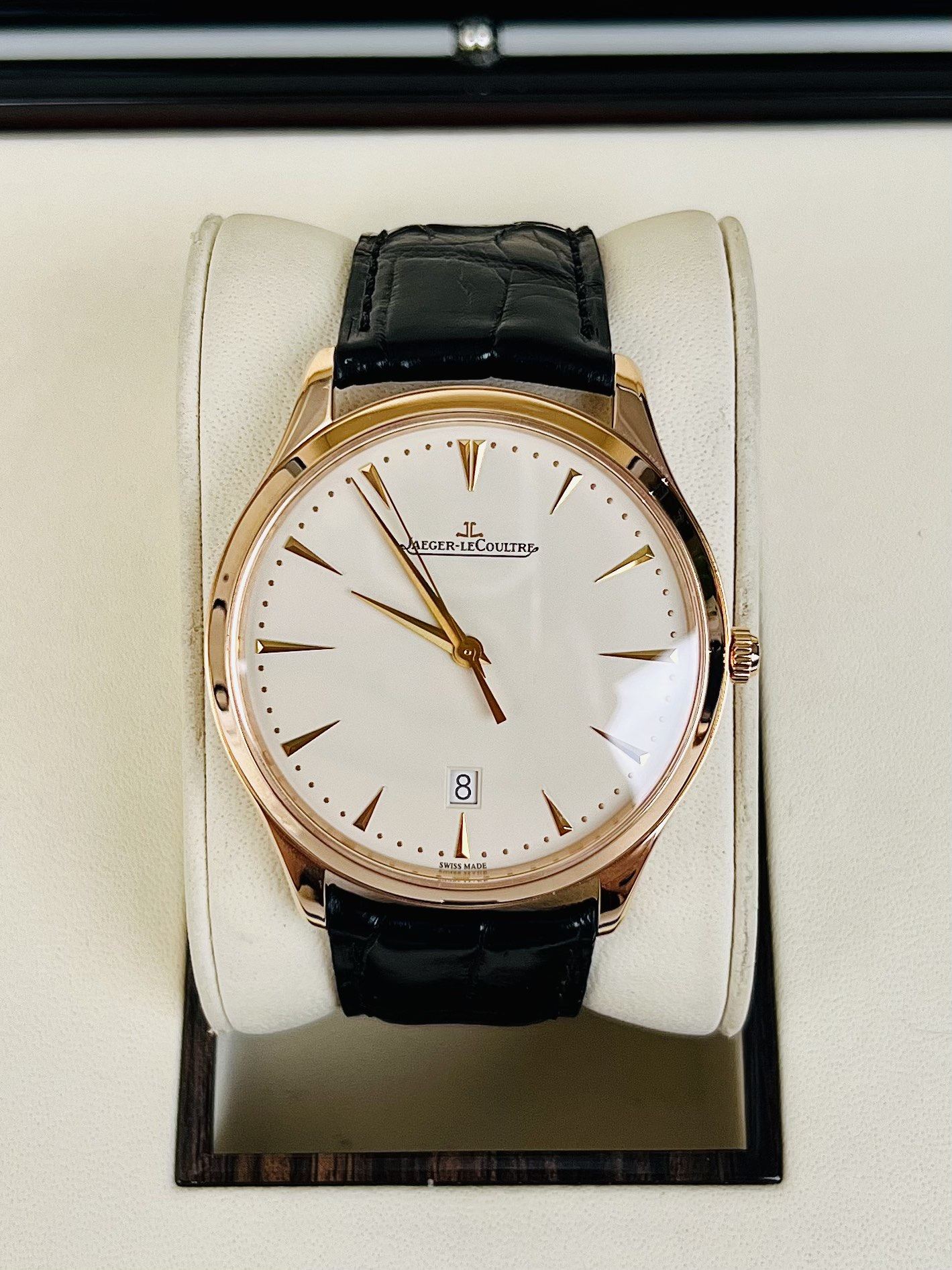 新款[9.8新]积家大师系列超薄手表玫瑰金自动机械男款手表1282510