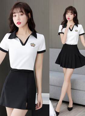 空姐装性感技师工作服spa水疗工衣显瘦休闲会所按摩服装女2023夏