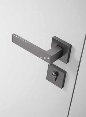 极简室内家用房门卧室黑色门把手静音分体锁通用型磁吸锁具