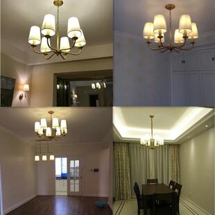 简约客厅纯铜小美式吊灯 乡村卧室书房餐厅设计师吊灯餐吊灯具