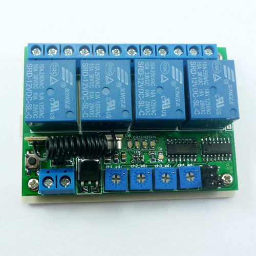 12V 4通道无线控制器 多功能时间继电器 点动自锁互锁延时开关