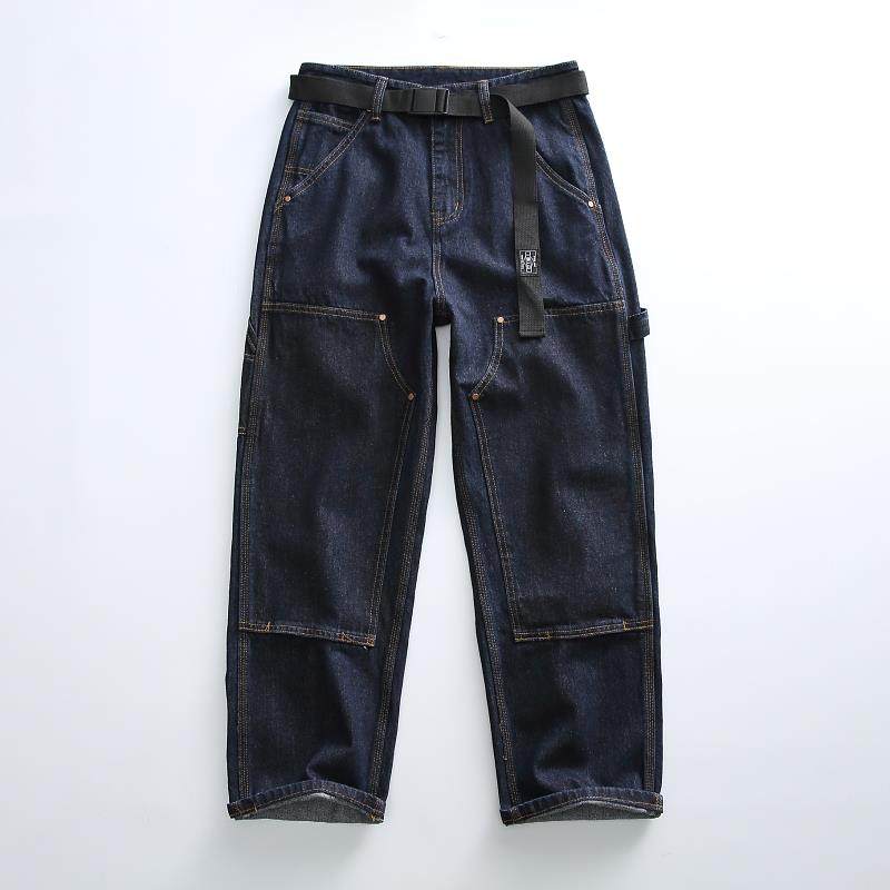 立体剪裁！挺括有型！日系工装直筒休闲服宽松膝盖拼铆钉牛仔裤男,男装,秀禾服,淘宝优惠券,粉丝福利购,淘宝优惠卷