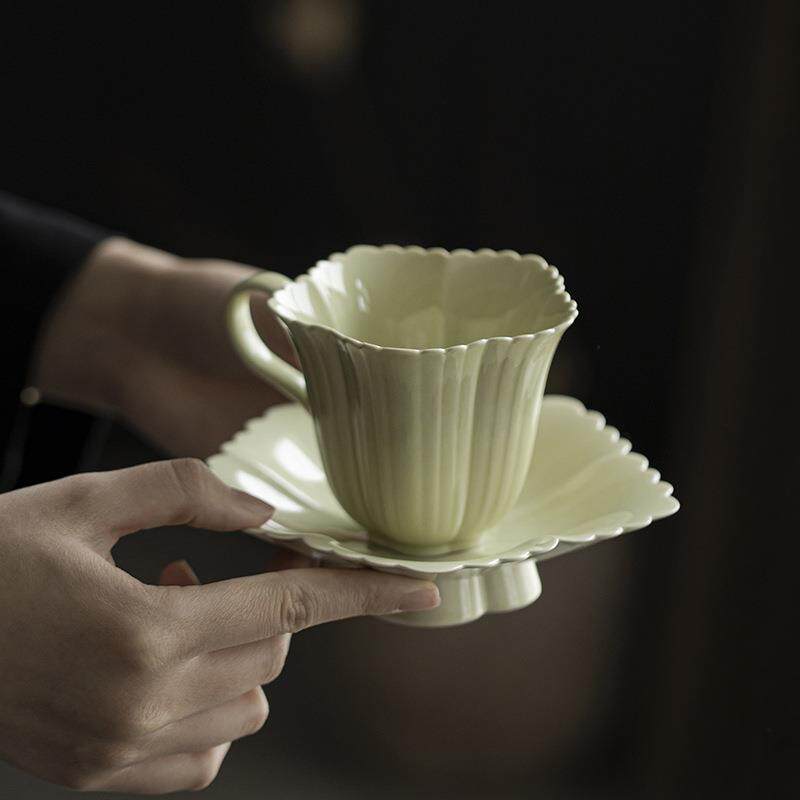 墨己陶瓷挂耳咖啡杯两件套家用下午茶杯花茶品茗杯办公室喝茶杯子
