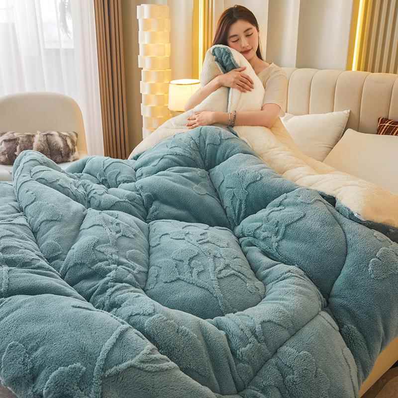 慕瑞家大居舒棉BYV绒提花贵冬被被安芯保暖加厚保暖双拼富花